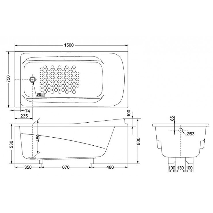 Bồn Tắm TOTO PPY1560PE#P/TVBF411 Ngọc Trai 1.5M