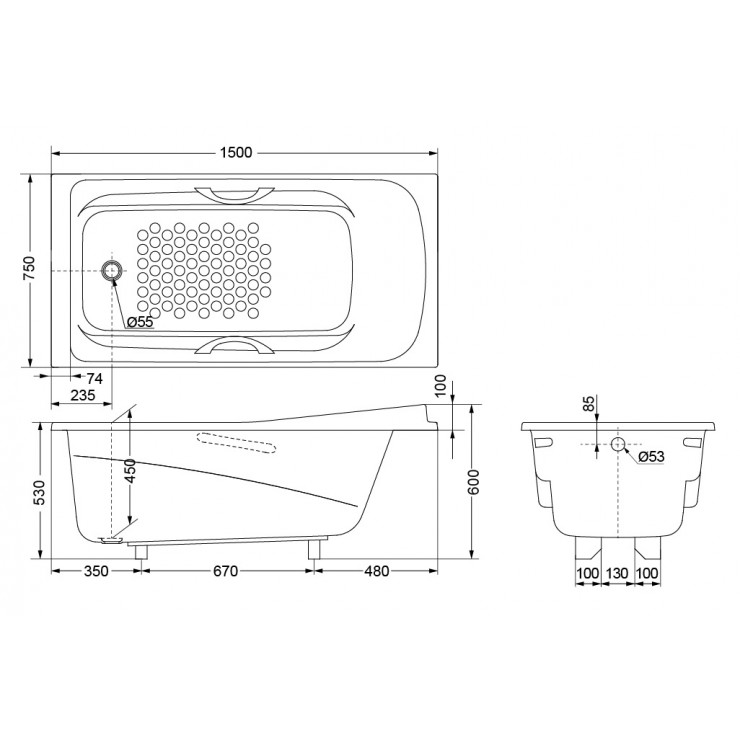 Bồn Tắm TOTO PPY1560HPE#P/TVBF411 Ngọc Trai Xây 1.5M