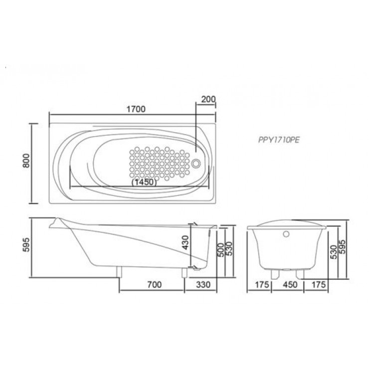 Bồn Tắm TOTO PPY1710PE#P/TVBF411 Ngọc Trai Xây 1.7M