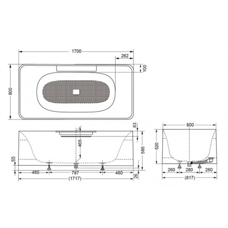 Bồn Tắm TOTO PJY1704HPWE#GW Bóng Nhựa FRP 1.7M