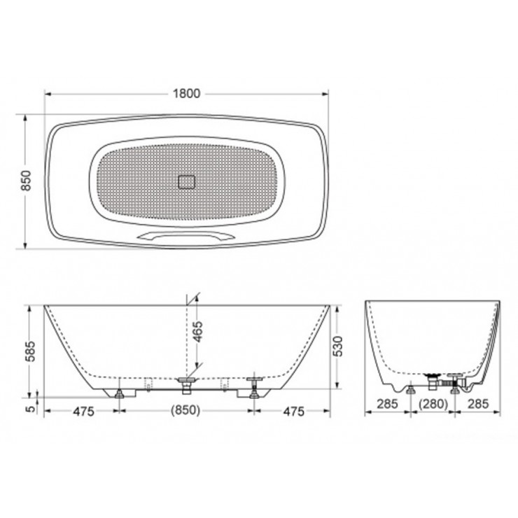 Bồn Tắm TOTO PJY1804HPWE#MW/NTP011E Bóng Mờ Nhựa FRP 1.8M