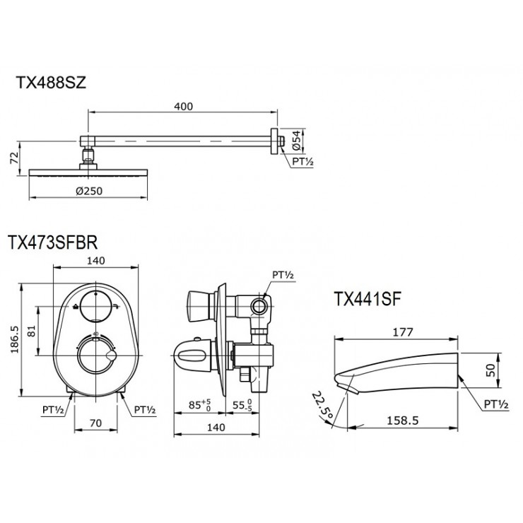 Sen Tắm TOTO TX488SZ/TX473SFBR/TX441SF Âm Tường