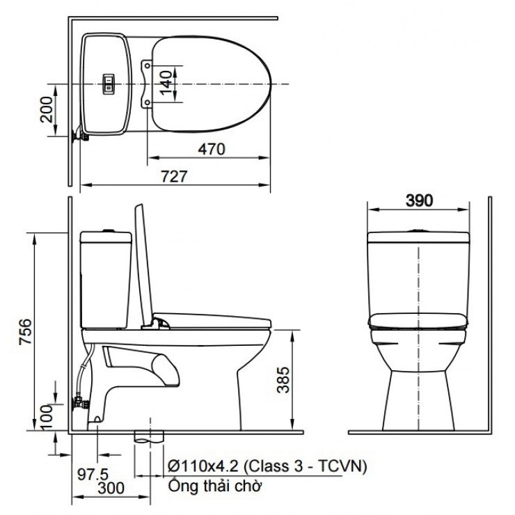 Bồn Cầu INAX C-504A/CW-S15VN Nắp Rửa Cơ