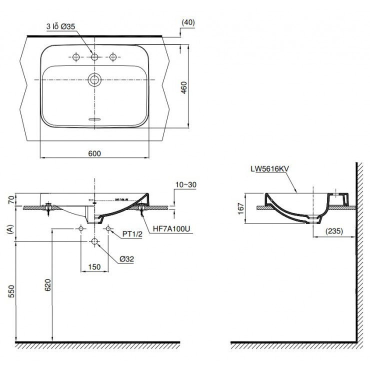 Chậu Rửa Lavabo TOTO LT5616C Đặt Bàn