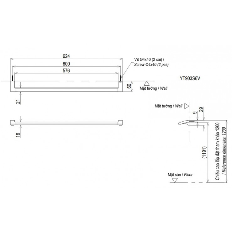 Thanh Vắt Khăn TOTO YT903S6V