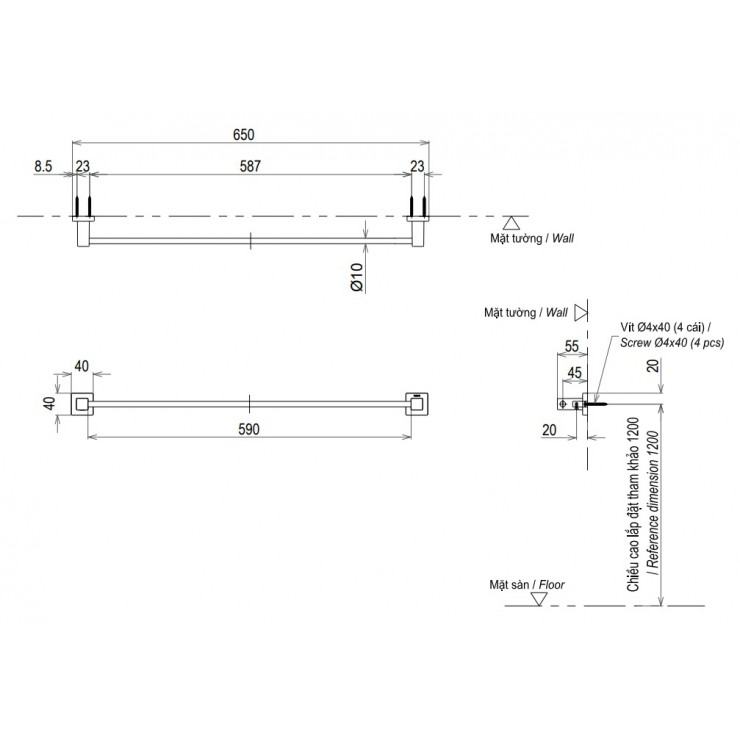 Thanh Vắt Khăn TOTO YT408S6RV