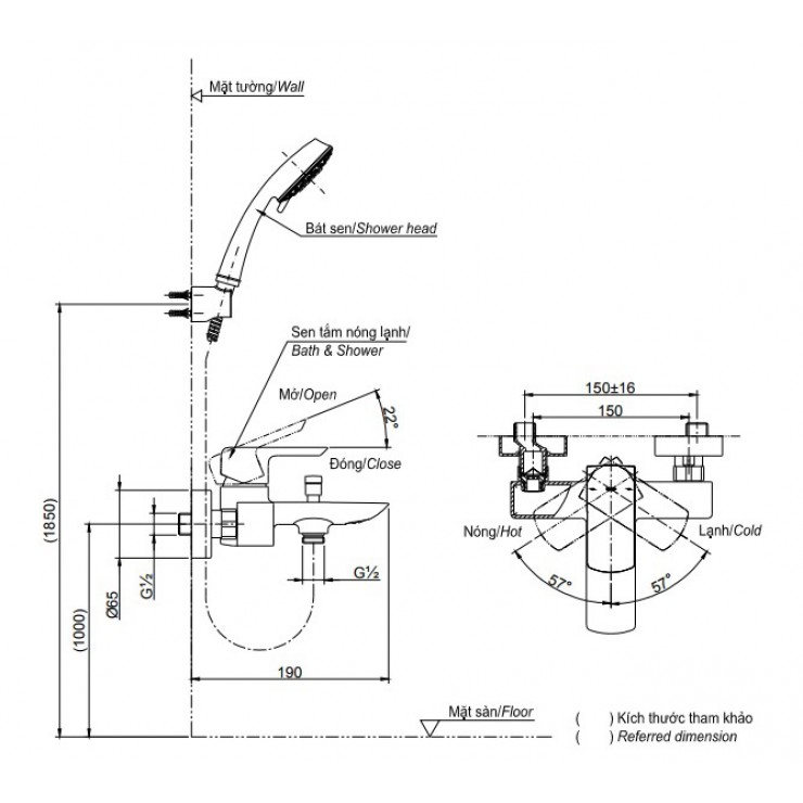 Vòi Sen Tắm TOTO TBG02302V/TBW02005A Nóng Lạnh