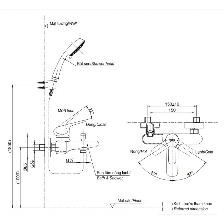 Vòi Sen Tắm TOTO TBG03302V/TBW02005A Nóng Lạnh