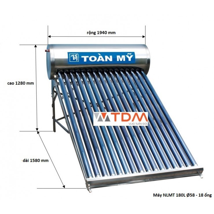 Máy Nước Nóng Năng Lượng Mặt Trời Toàn Mỹ 180L 58 - 18 I304