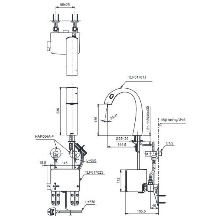 Vòi Lavabo Cảm Ứng TOTO TLP01701J/TLP01702S Nhiệt Độ