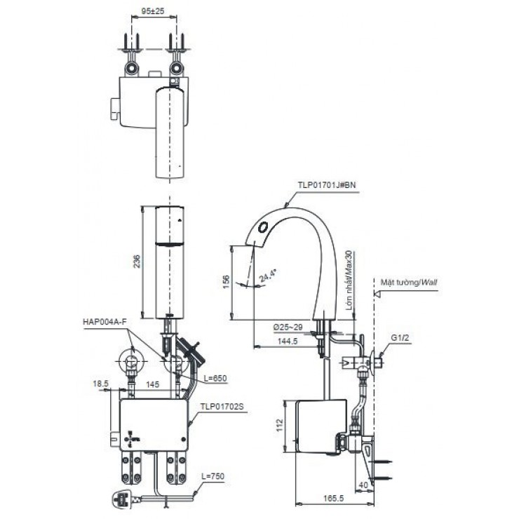 Vòi Cảm Ứng TOTO TLP01701J#BN/TLP01702S Nhiệt Độ Bóng Mờ