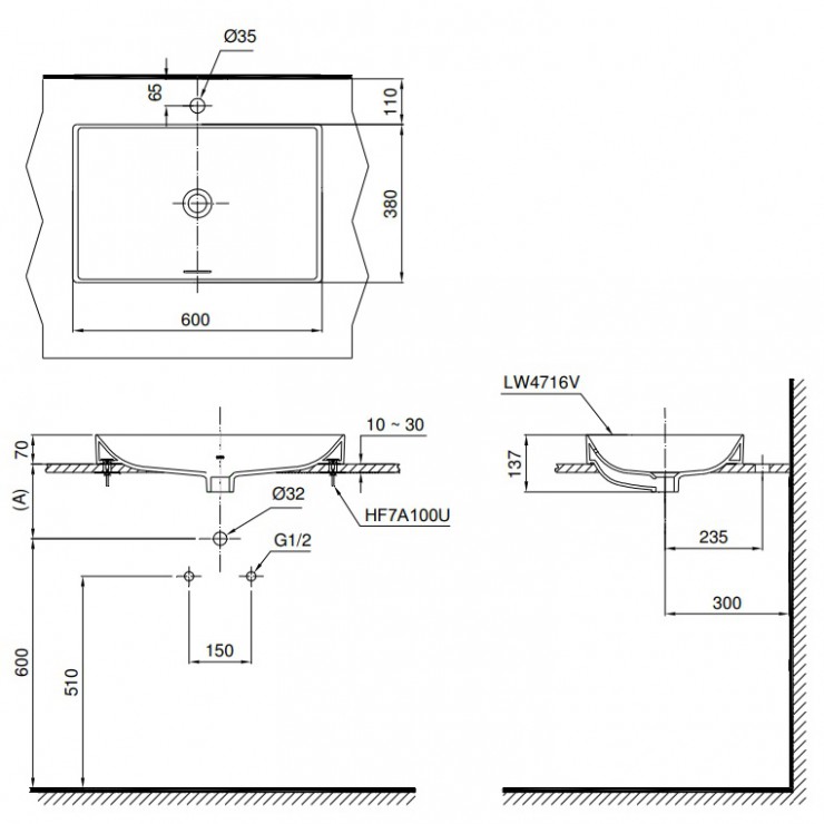 Chậu Rửa Mặt Lavabo TOTO LT4716 Đặt Bàn