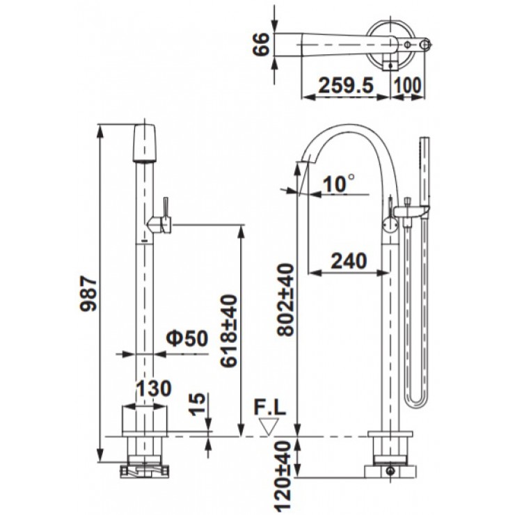 Vòi Sen Xả Bồn Tắm TOTO TBP01301A/TBN01105B