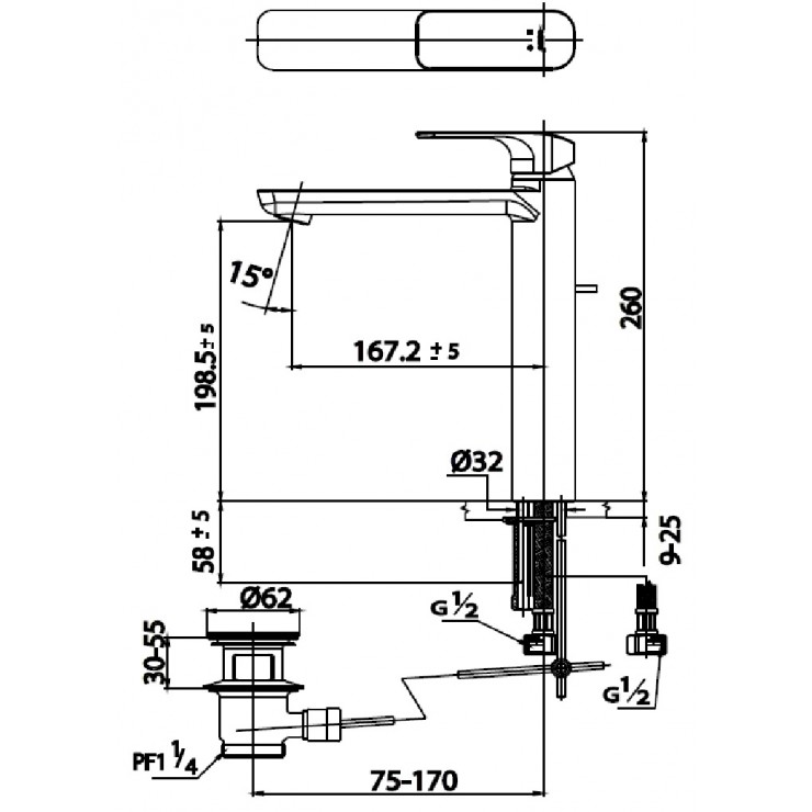 Vòi Lavabo COTTO CT2124AY Scirocco Thân Cao Nóng Lạnh