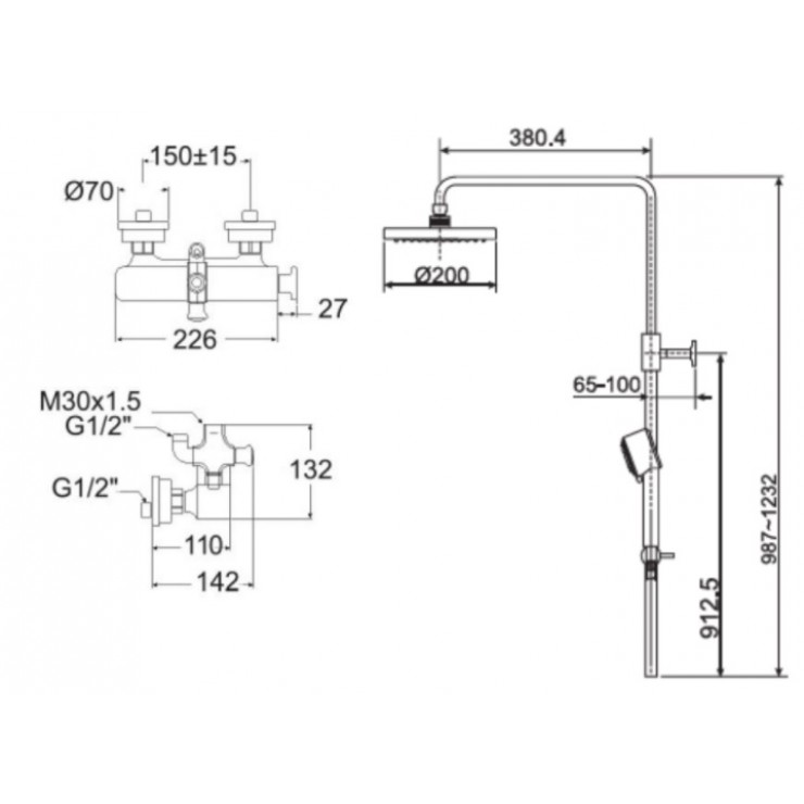 Bộ Cây Sen Phun Mưa American Standard WF-3672/A-6110.978.903 (D20S)