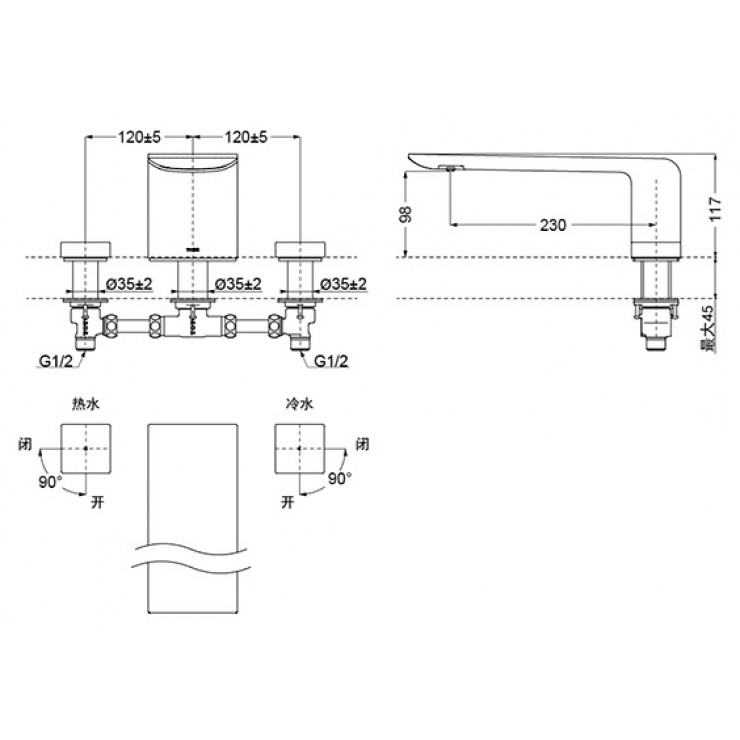 Vòi Xả Bồn Tắm TOTO TBP02201B 3 Lỗ