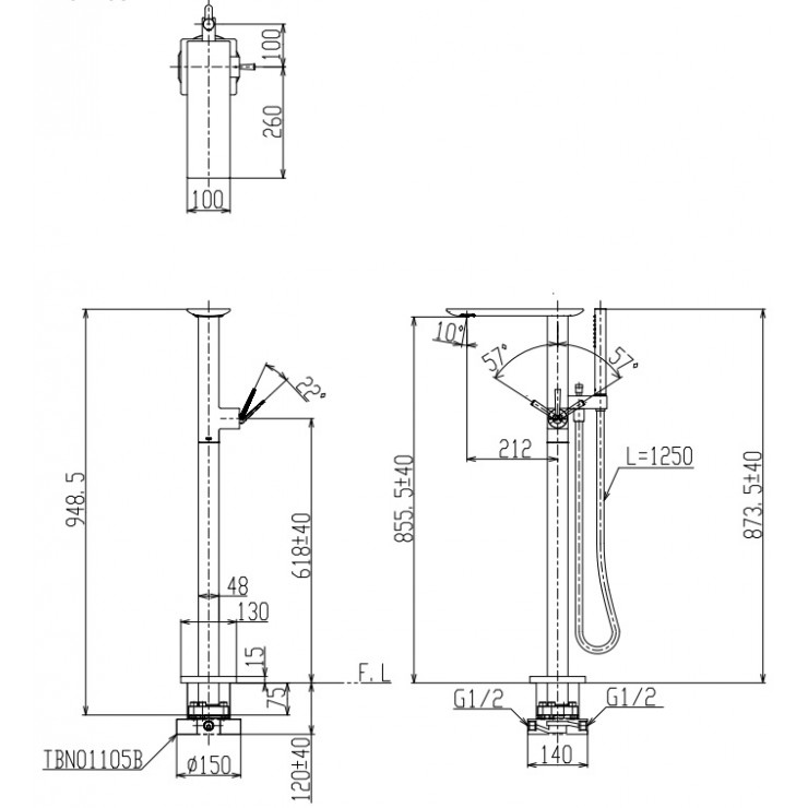 Vòi Sen Xả Bồn Tắm TOTO TBP02303A/TBN01105B