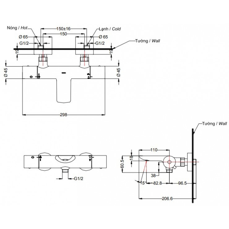 Van Điều Chỉnh Nhiệt Độ TOTO TBV01402BA (TBV01402B)