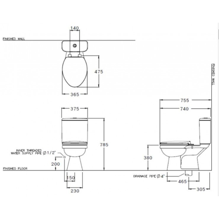 Bồn Cầu COTTO C13440 Hai Khối