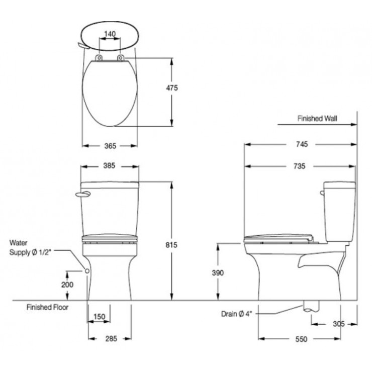 Bồn Cầu COTTO C1388 2 Khối Timon