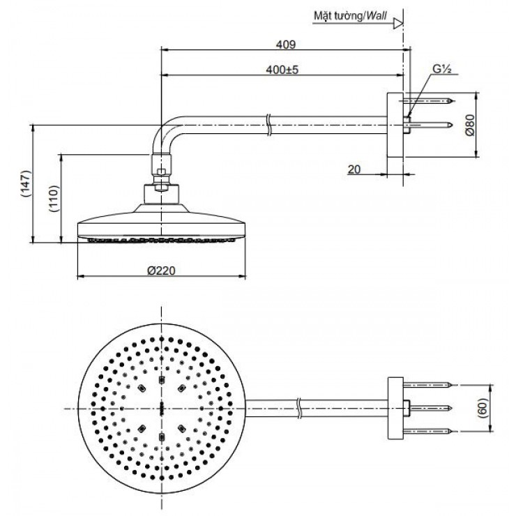 Bát sen gắn tường TOTO TBW01003A