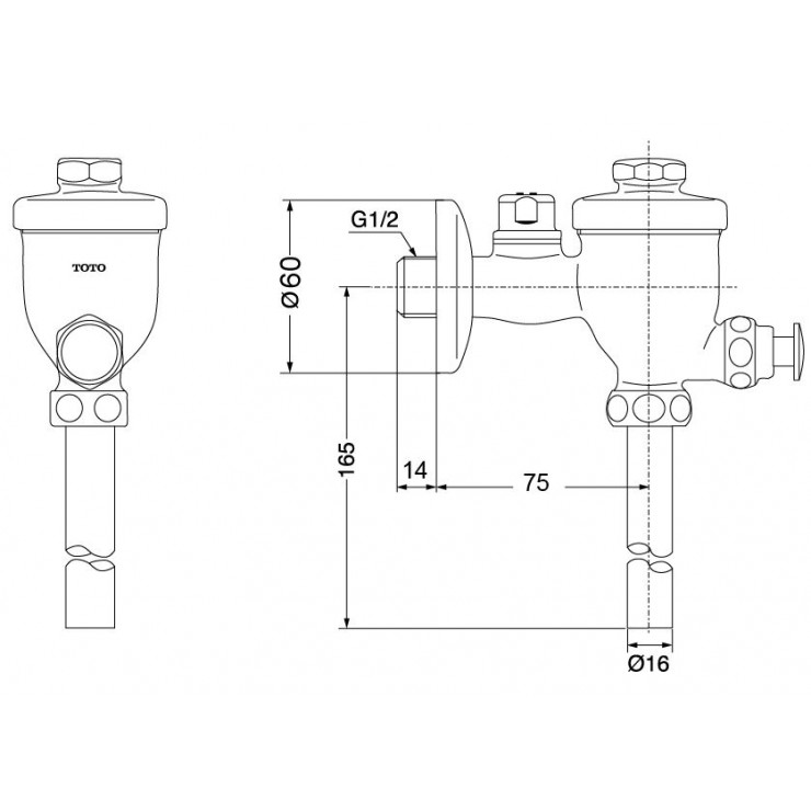 Van Xả Tiểu Nam TOTO DU601N Xả Nhấn