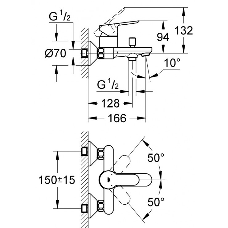 Bộ Trộn Sen/Bồn Tắm BauEdge Grohe 32820000 nóng lạnh