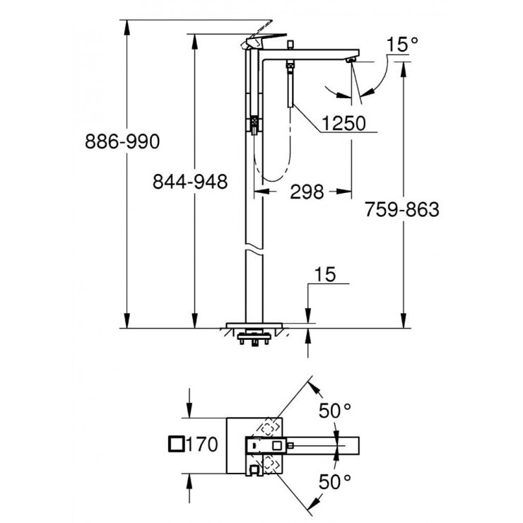 Vòi Sen Xả Bồn Tắm Grohe Eurocube 23672000 đặt sàn