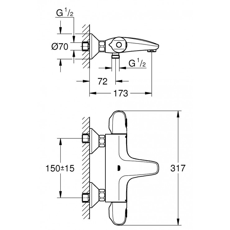 Củ Sen Nhiệt Độ GRT 1000 Grohe 34155003 nóng lạnh