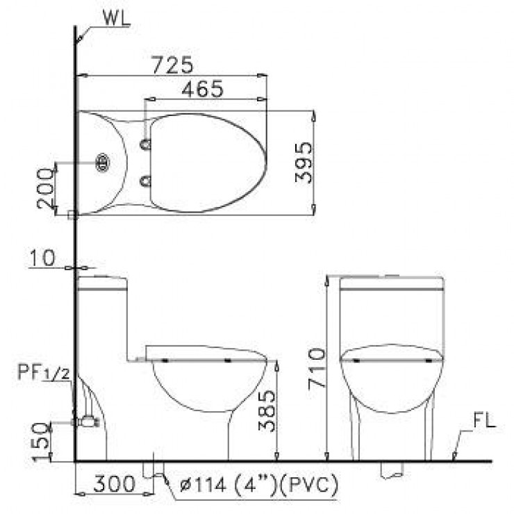 Bồn Cầu CAESAR CD1375 Một Khối Nắp Êm