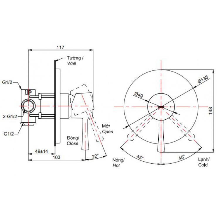 Van Điều Chỉnh Nóng Lạnh TOTO TBS02303B