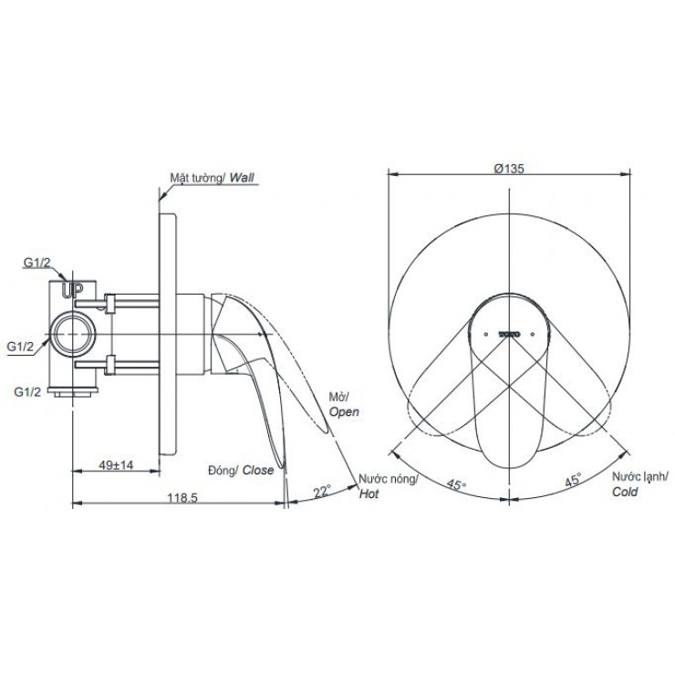 Van Điều Chỉnh Nóng Lạnh TOTO TBS03303B