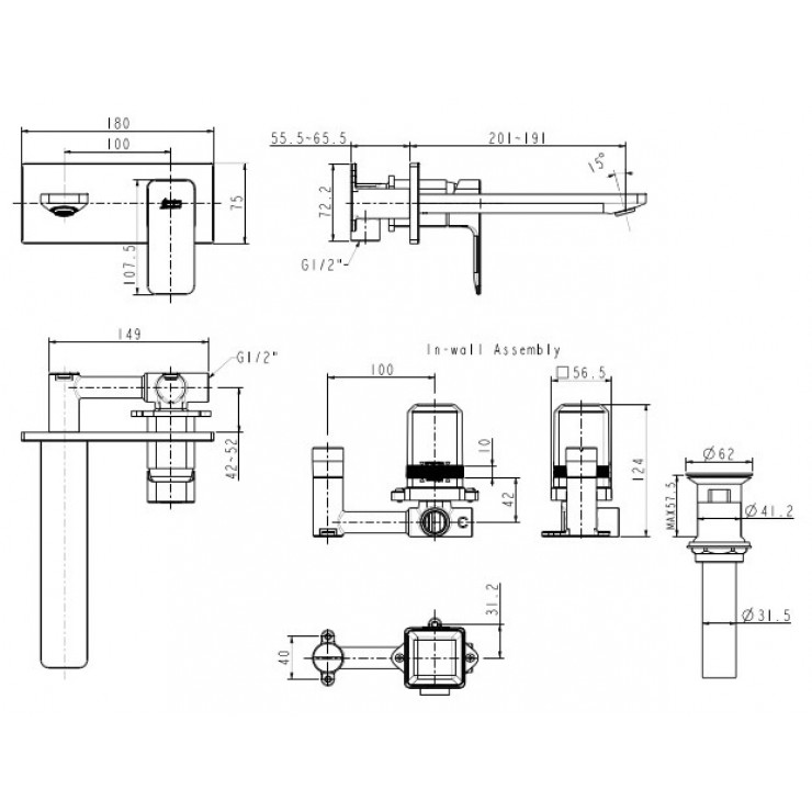 Vòi Lavabo Gắn Tường American Standard WF-1304 Acacia E