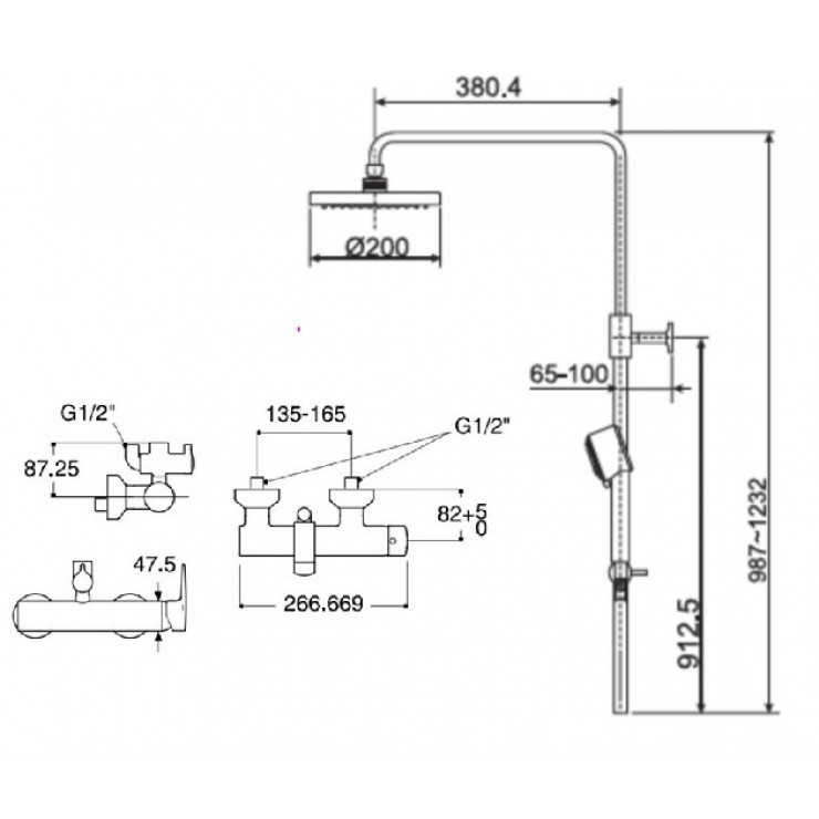 Bộ Cây Sen Phun Mưa American Standard WF-0572/D20S