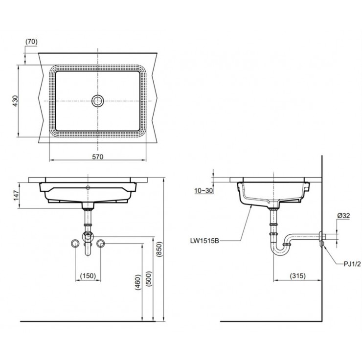 Chậu Lavabo TOTO LT1515 Âm Bàn