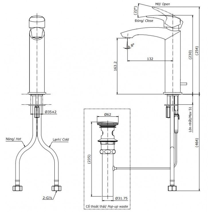 Vòi Lavabo TOTO TLG09303V Nóng Lạnh Cổ Cao