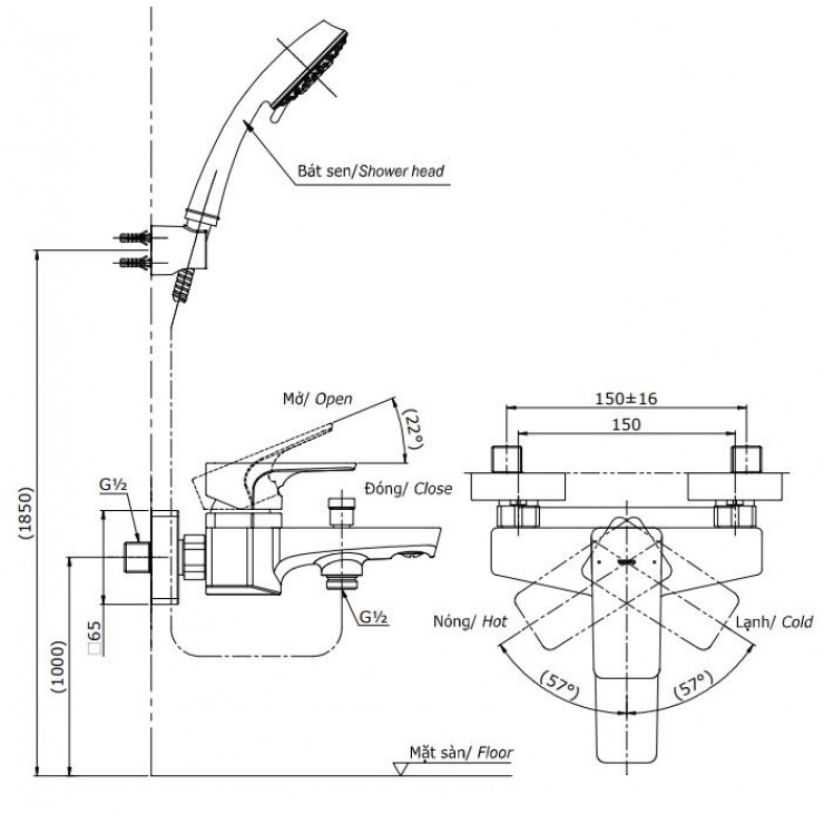 Vòi Sen Tắm TOTO TBG07302V/DGH104ZR Nóng Lạnh