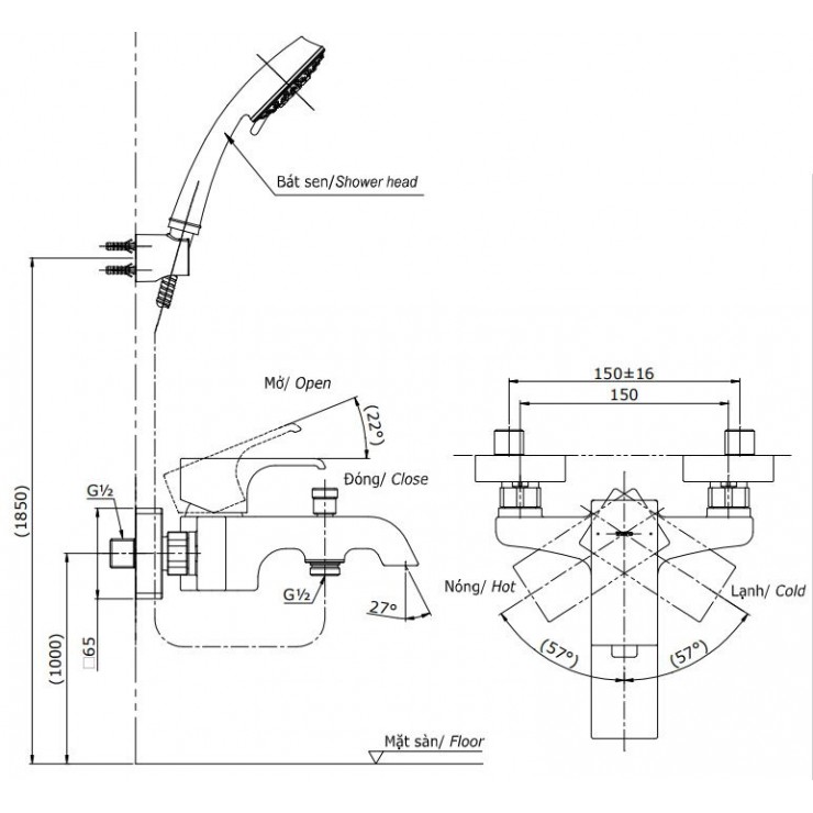 Vòi Sen Tắm TOTO TBG08302V/DGH104ZR Nóng Lạnh