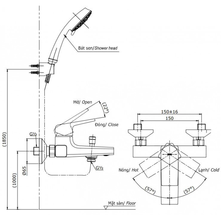 Vòi Sen Tắm TOTO TBG10302V/DGH104ZR Nóng Lạnh