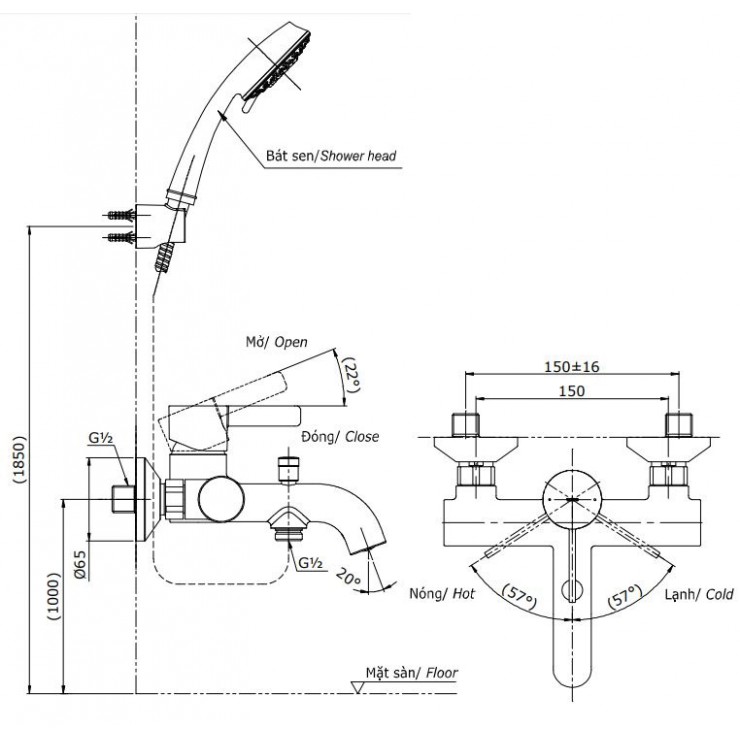 Vòi Sen Tắm TOTO TBG11302V/DGH104ZR Nóng Lạnh