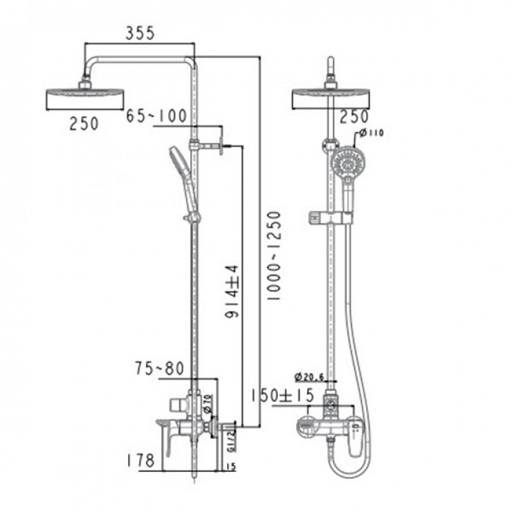 Bộ Cây Sen Phun Mưa American Standard WF-1772 Signature