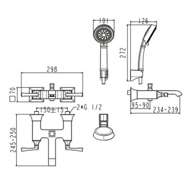 Vòi Sen Tắm American Standard WF-1611 Kastello