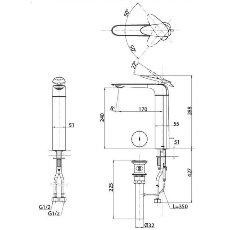 Vòi Lavabo TOTO TLP03301A1 Nóng Lạnh Cổ Cao