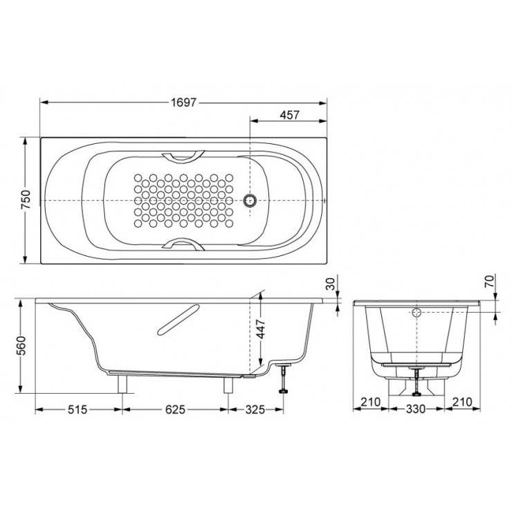 Bồn Tắm TOTO PPY1750HPE#P/TVBF411 Ngọc Trai 1.7M