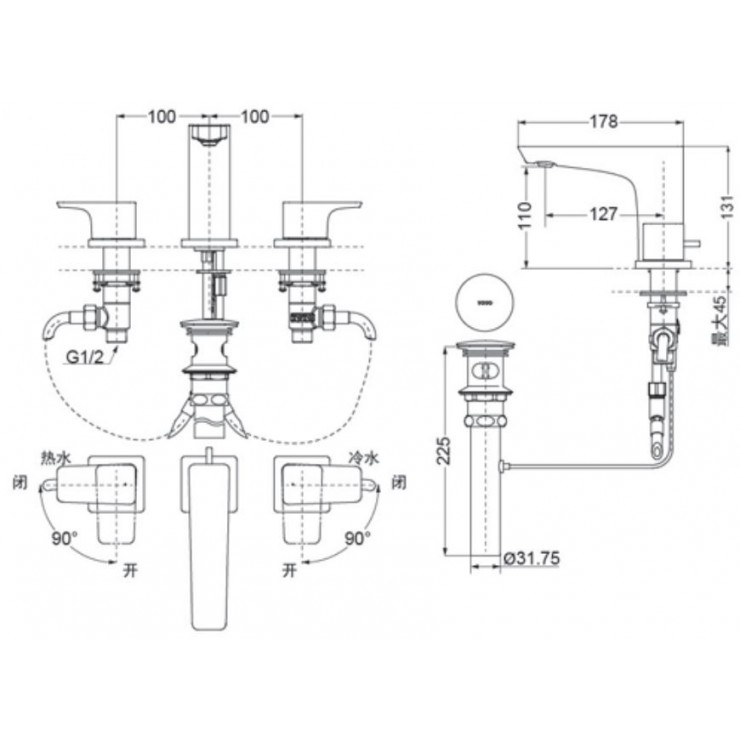 Vòi Lavabo TOTO TLG07201B 3 Lỗ