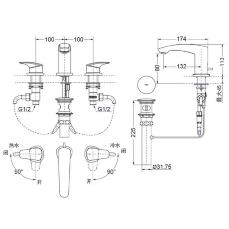 Vòi Lavabo TOTO TLG09201B 3 Lỗ