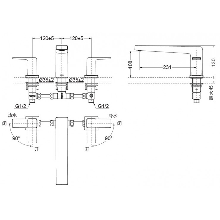 Vòi Xả Bồn Tắm TOTO TBG10201B 3 Lỗ