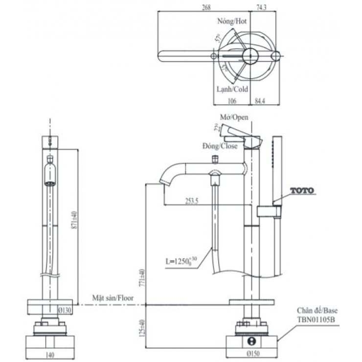 Vòi Sen Xả Bồn Tắm TOTO TBG11306A/TBN01105B