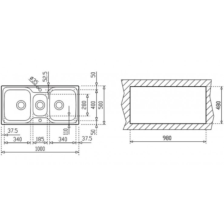 Chậu Rửa Teka Classic 2 1/2 B 10119080 AISI 304