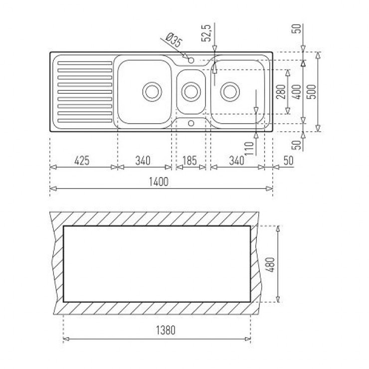 Chậu Rửa Teka Classic 2 1/2B 1D 10119081 AISI 304